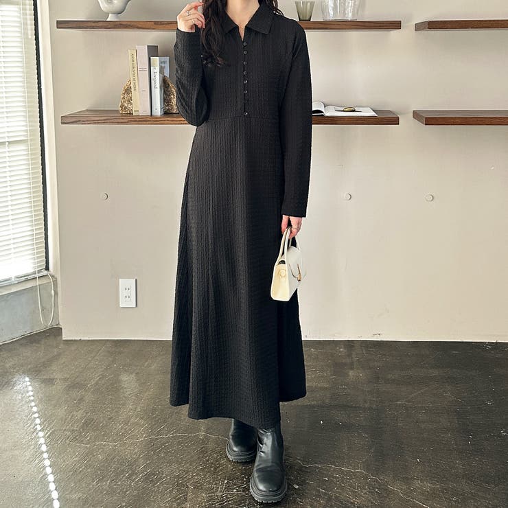 ポロ衿表面感素材マーメイドワンピース | GeeRA | 詳細画像11 