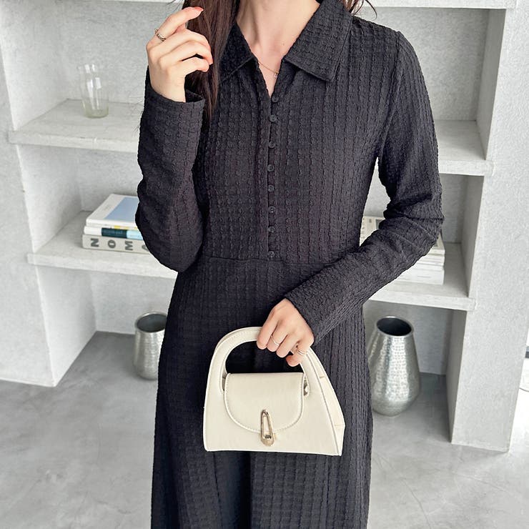 ポロ衿表面感素材マーメイドワンピース | GeeRA | 詳細画像7 