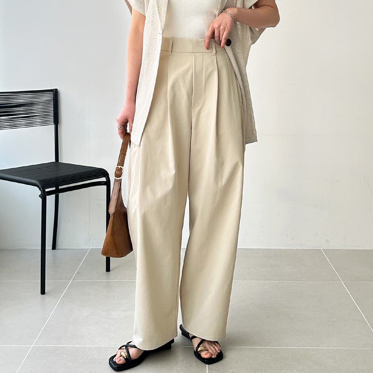 ライトベージュ | カーブデザインワイドチノパンツ | GeeRA
