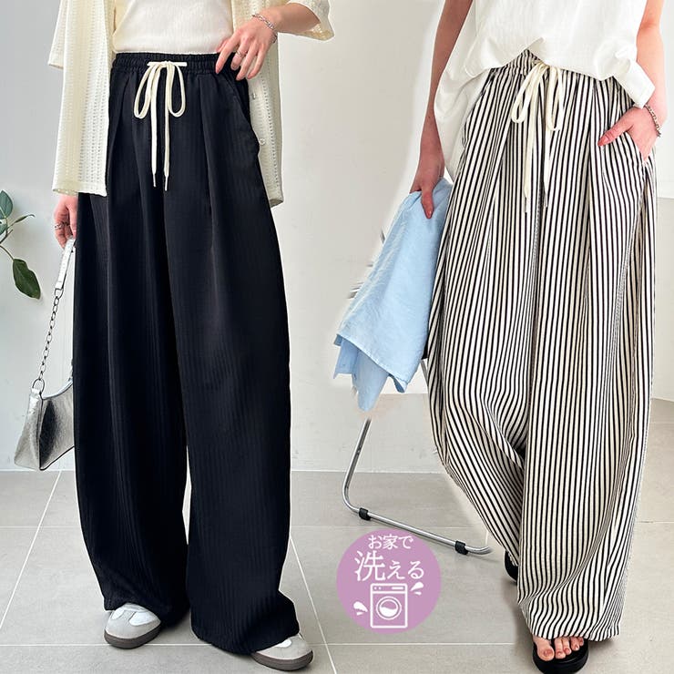 さらっと着やすい！ストライプワイドパンツ | GeeRA | 詳細画像1 