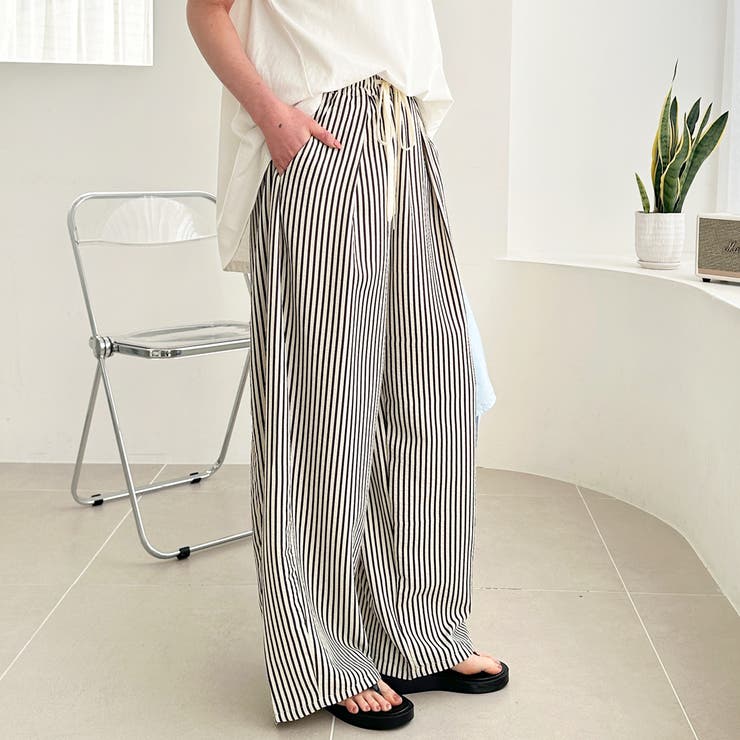 さらっと着やすい！ストライプワイドパンツ | GeeRA | 詳細画像4 