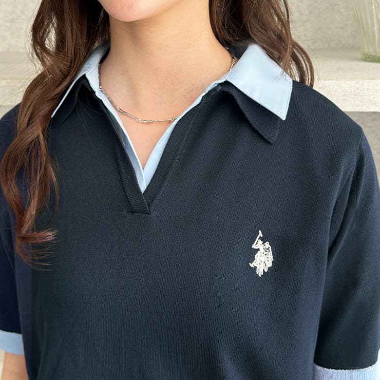 【Ｕ．Ｓ． ＰＯＬＯ ＡＳＳＮ．】衿付ポロニットトップス | GeeRA | 詳細画像12 
