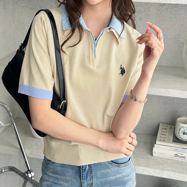 【Ｕ．Ｓ． ＰＯＬＯ ＡＳＳＮ．】衿付ポロニットトップス | GeeRA | 詳細画像17 