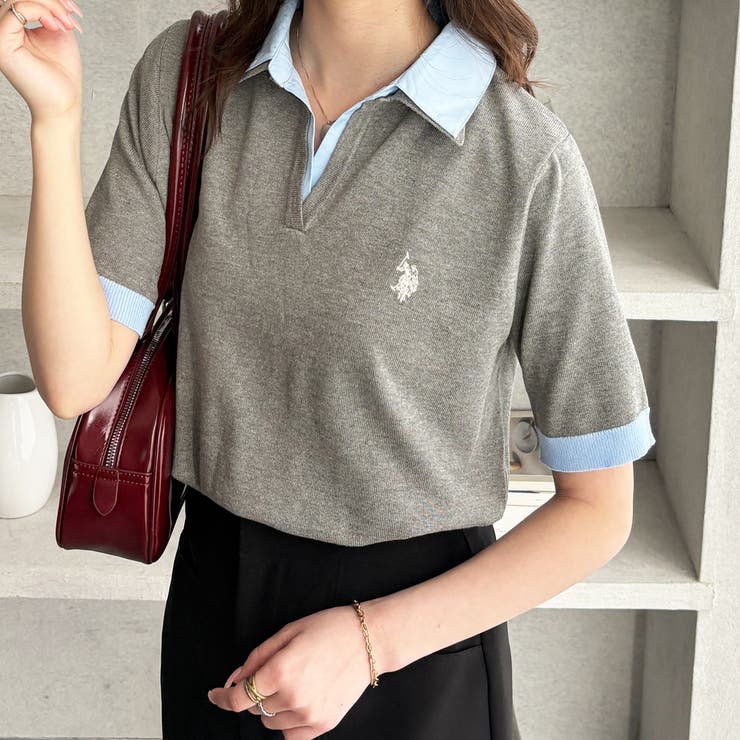 【Ｕ．Ｓ． ＰＯＬＯ ＡＳＳＮ．】衿付ポロニットトップス | GeeRA | 詳細画像2 