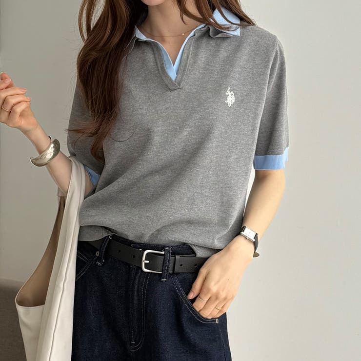 【Ｕ．Ｓ． ＰＯＬＯ ＡＳＳＮ．】衿付ポロニットトップス | GeeRA | 詳細画像7 