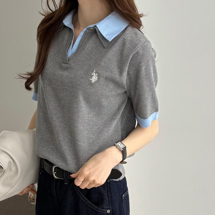 【Ｕ．Ｓ． ＰＯＬＯ ＡＳＳＮ．】衿付ポロニットトップス | GeeRA | 詳細画像8 