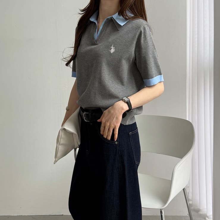 【Ｕ．Ｓ． ＰＯＬＯ ＡＳＳＮ．】衿付ポロニットトップス | GeeRA | 詳細画像9 