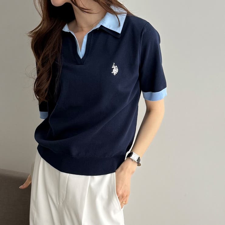【Ｕ．Ｓ． ＰＯＬＯ ＡＳＳＮ．】衿付ポロニットトップス | GeeRA | 詳細画像21 