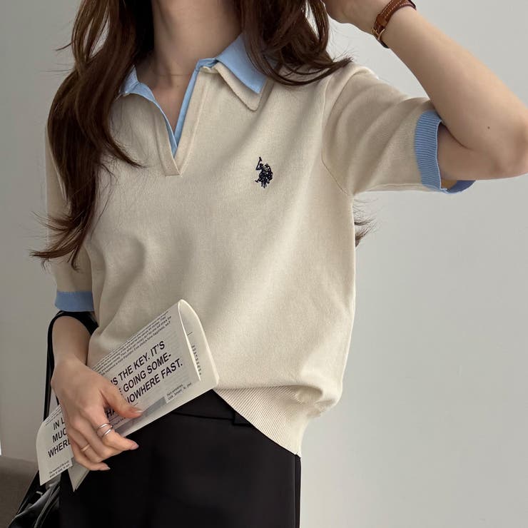 【Ｕ．Ｓ． ＰＯＬＯ ＡＳＳＮ．】衿付ポロニットトップス | GeeRA | 詳細画像30 