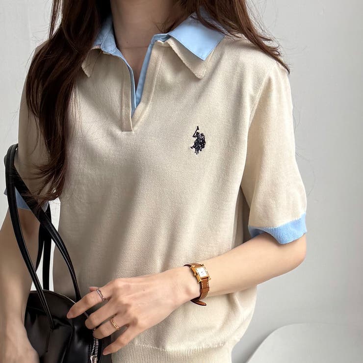 【Ｕ．Ｓ． ＰＯＬＯ ＡＳＳＮ．】衿付ポロニットトップス | GeeRA | 詳細画像31 