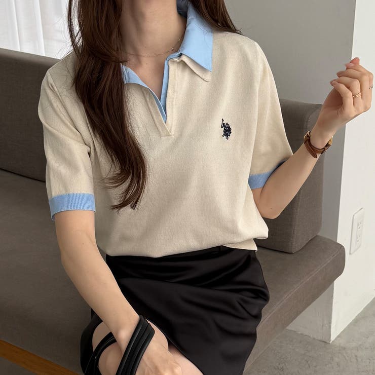 【Ｕ．Ｓ． ＰＯＬＯ ＡＳＳＮ．】衿付ポロニットトップス | GeeRA | 詳細画像32 