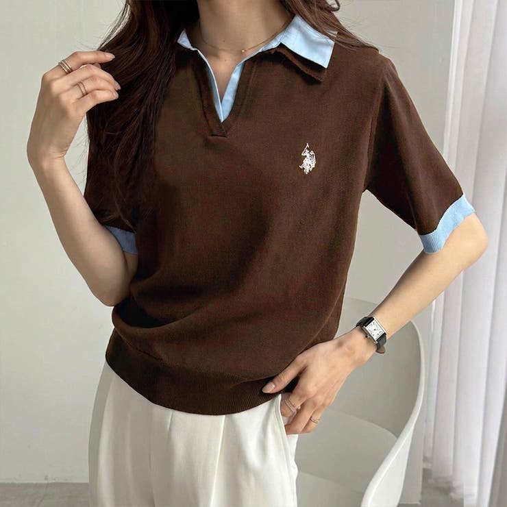【Ｕ．Ｓ． ＰＯＬＯ ＡＳＳＮ．】衿付ポロニットトップス | GeeRA | 詳細画像34 