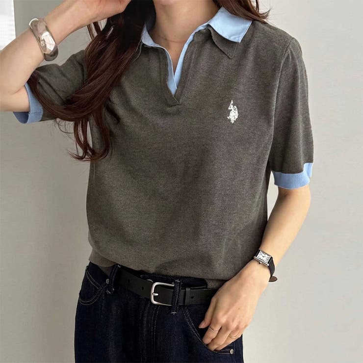 【Ｕ．Ｓ． ＰＯＬＯ ＡＳＳＮ．】衿付ポロニットトップス | GeeRA | 詳細画像35 