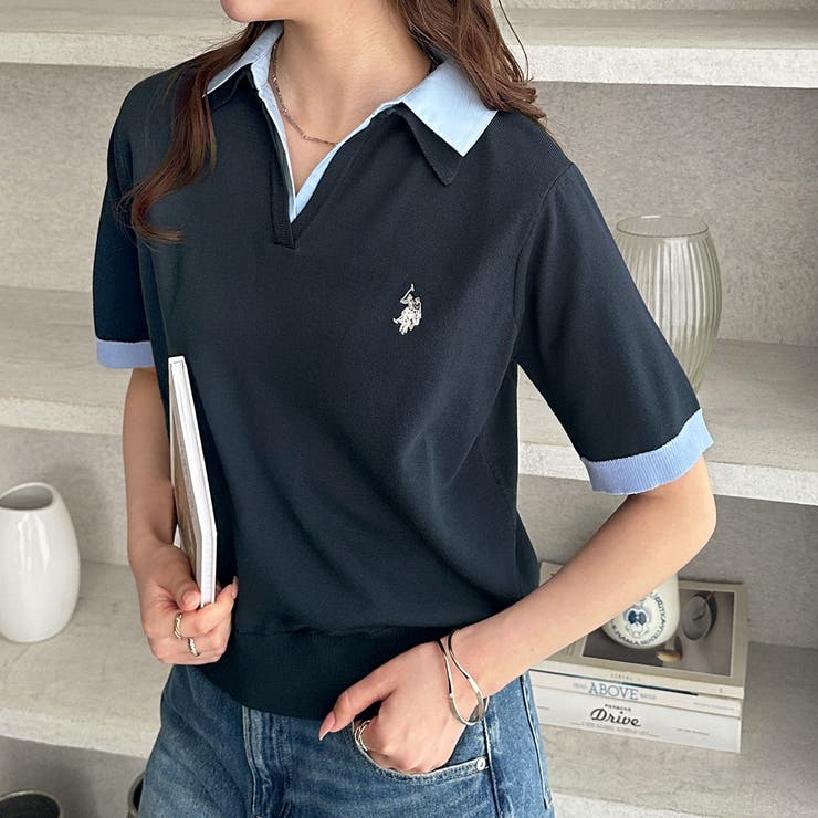 【Ｕ．Ｓ． ＰＯＬＯ ＡＳＳＮ．】衿付ポロニットトップス | GeeRA | 詳細画像6 