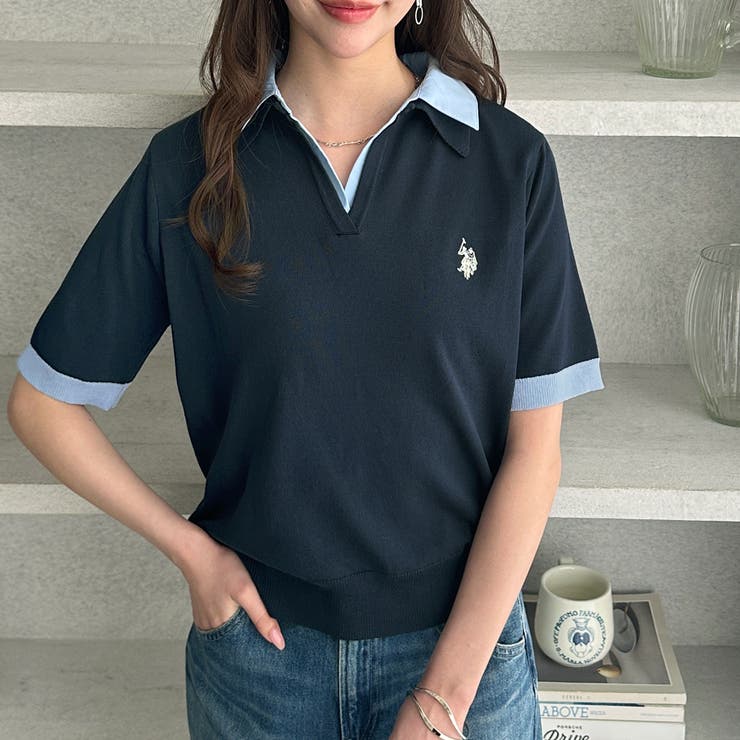 【Ｕ．Ｓ． ＰＯＬＯ ＡＳＳＮ．】衿付ポロニットトップス | GeeRA | 詳細画像8 