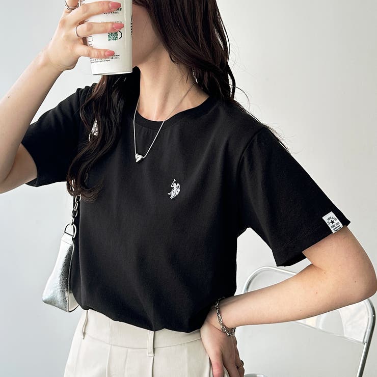 ブラック | 【Ｕ．Ｓ． ＰＯＬＯ ＡＳＳＮ．】接触冷感ワンポイント刺繍Ｔシャツ | GeeRA