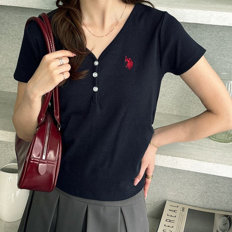 【Ｕ．Ｓ． ＰＯＬＯ ＡＳＳＮ．】接触冷感Vネックヘンリーリブカットソー | GeeRA | 詳細画像13 