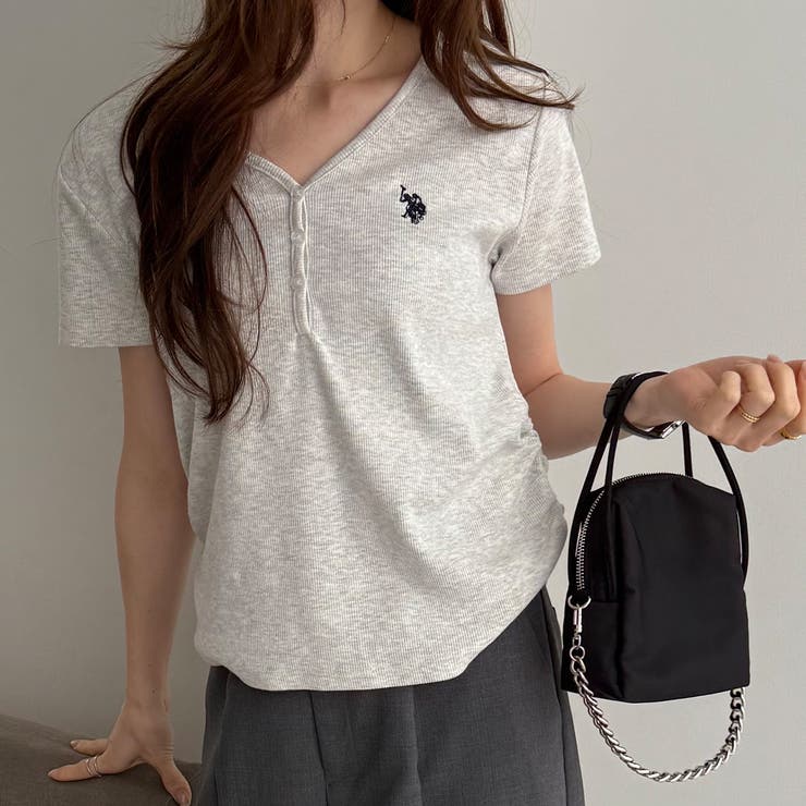 【Ｕ．Ｓ． ＰＯＬＯ ＡＳＳＮ．】接触冷感Vネックヘンリーリブカットソー | GeeRA | 詳細画像12 