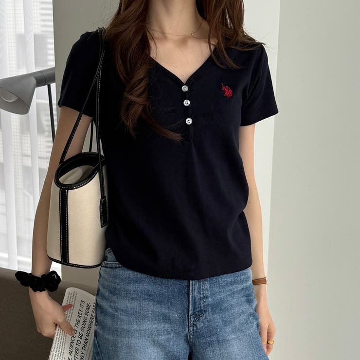【Ｕ．Ｓ． ＰＯＬＯ ＡＳＳＮ．】接触冷感Vネックヘンリーリブカットソー | GeeRA | 詳細画像23 