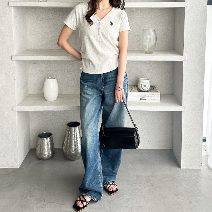 【Ｕ．Ｓ． ＰＯＬＯ ＡＳＳＮ．】接触冷感Vネックヘンリーリブカットソー | GeeRA | 詳細画像8 