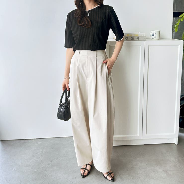 配色メロー５分袖表面感カットソー | GeeRA | 詳細画像13 