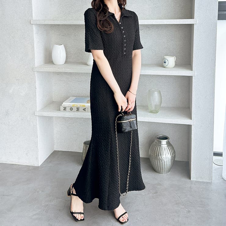 全骨格細見え！表面感素材マーメイドワンピース | GeeRA | 詳細画像3 