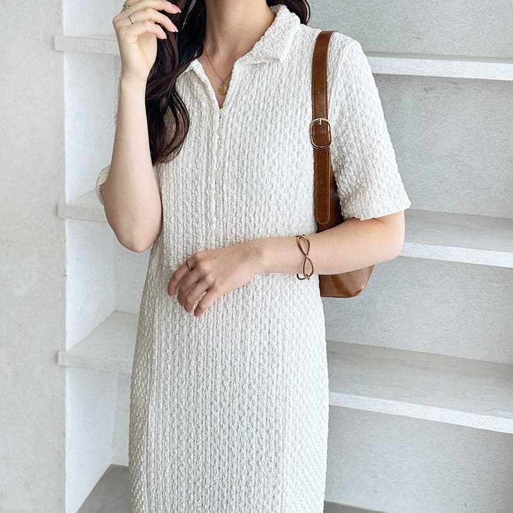 アイボリー | 全骨格細見え！表面感素材マーメイドワンピース | GeeRA