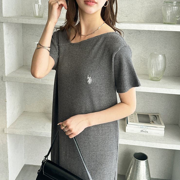 【Ｕ． Ｓ． ＰＯＬＯ ＡＳＳＮ．】アシメネックリブカットソーワンピース | GeeRA | 詳細画像12 
