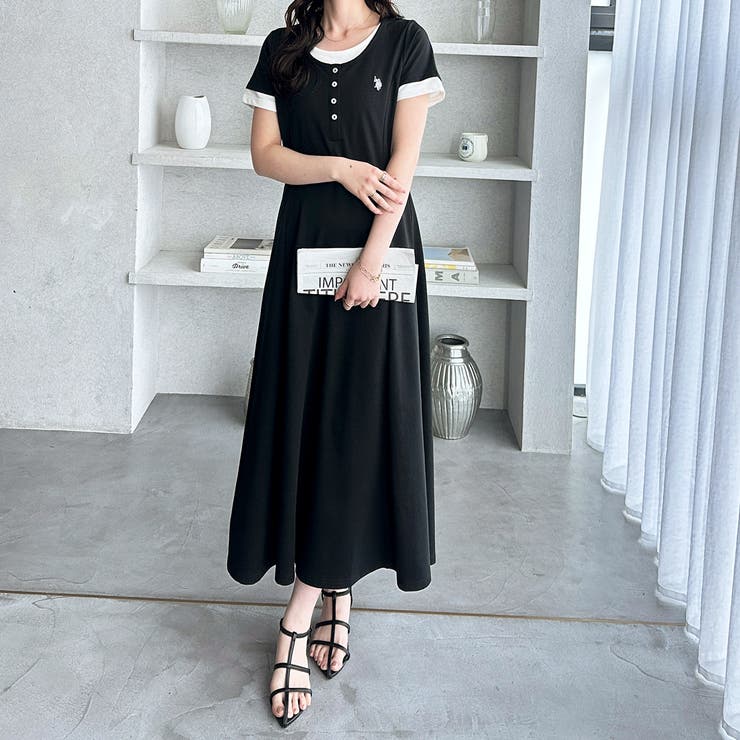 【Ｕ．Ｓ． ＰＯＬＯ ＡＳＳＮ．】レイヤード風ヘンリーネック半袖ワンピース | GeeRA | 詳細画像2 