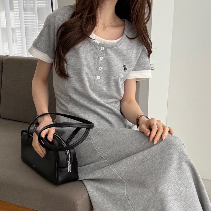 【Ｕ．Ｓ． ＰＯＬＯ ＡＳＳＮ．】レイヤード風ヘンリーネック半袖ワンピース | GeeRA | 詳細画像24 