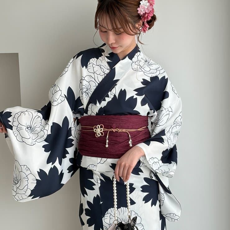 ネイビー系花柄 | アソート花柄浴衣３点セット | GeeRA