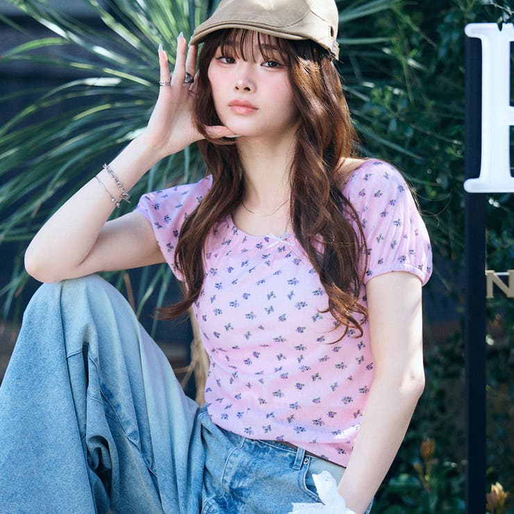 アイレット小花柄パフスリーブＴシャツ | GeeRA | 詳細画像13 