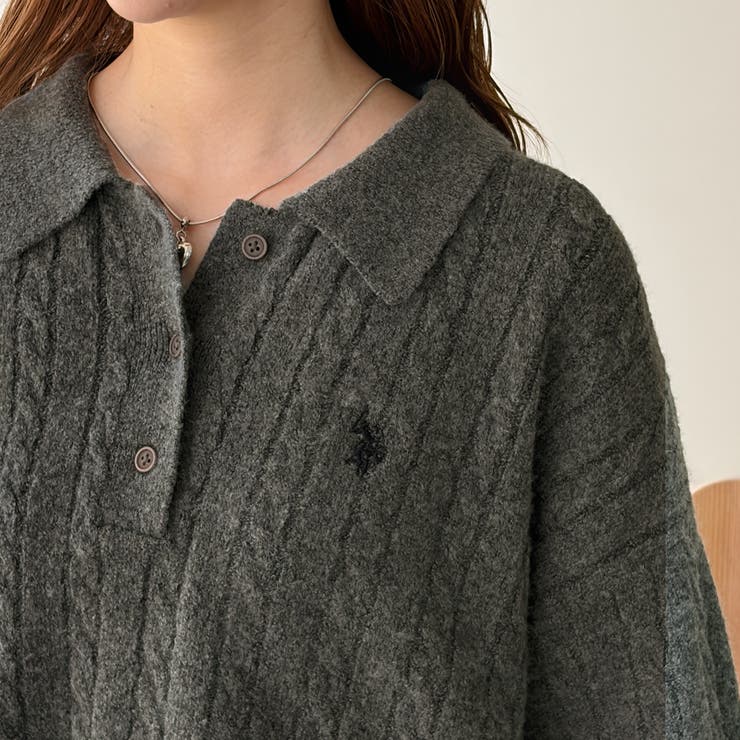 【Ｕ．Ｓ． ＰＯＬＯ ＡＳＳＮ．】衿付ケーブルニット | GeeRA | 詳細画像15 