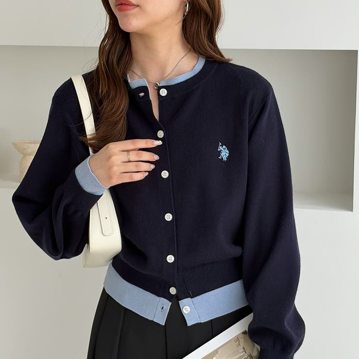 【Ｕ．Ｓ． ＰＯＬＯ ＡＳＳＮ．】レイヤード風バイカラーカーデ | GeeRA | 詳細画像7 