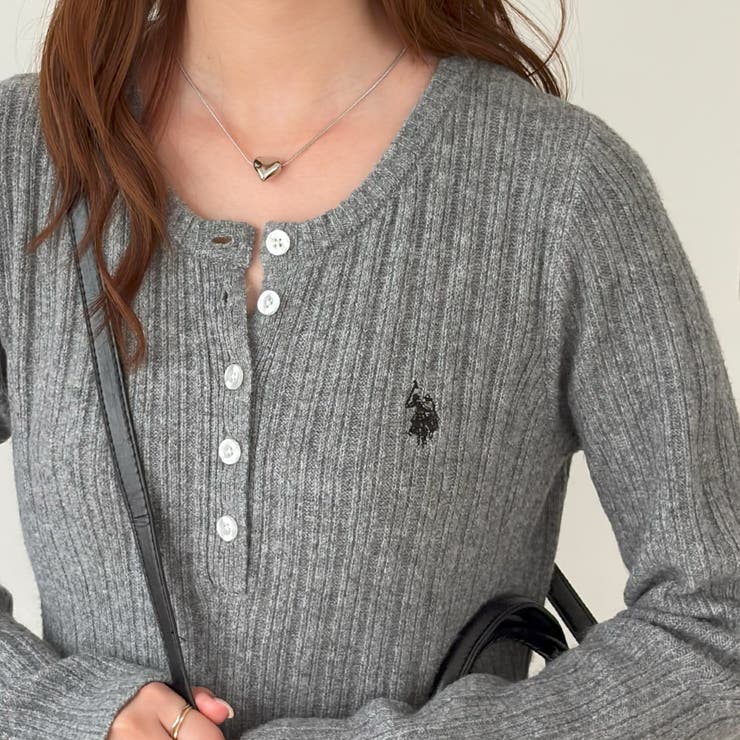 【Ｕ．Ｓ． ＰＯＬＯ ＡＳＳＮ．】ヘンリーネックリブニットワンピ | GeeRA | 詳細画像15 