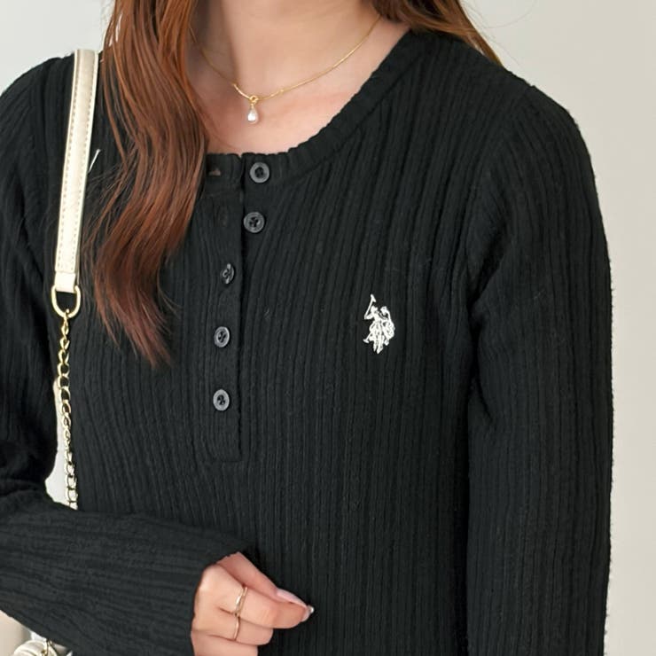 【Ｕ．Ｓ． ＰＯＬＯ ＡＳＳＮ．】ヘンリーネックリブニットワンピ | GeeRA | 詳細画像6 