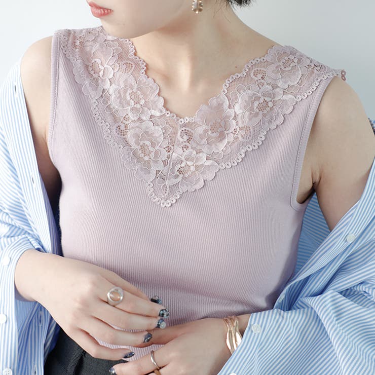 前後2WAY幅広レース付キャミソール＜夏服＞[品番