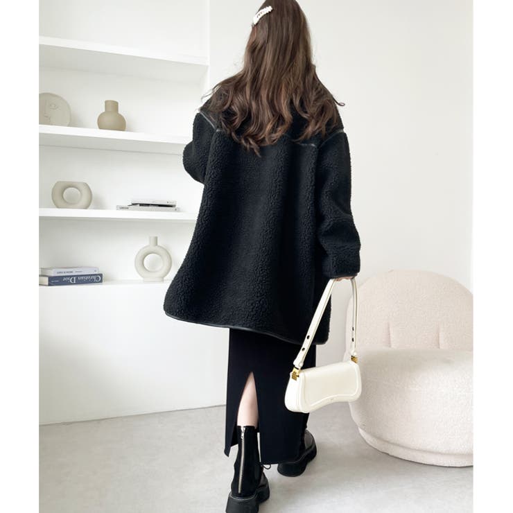 レザーパイピングノーカラーコート[品番：GERW0010386]｜GeeRA（ジーラ