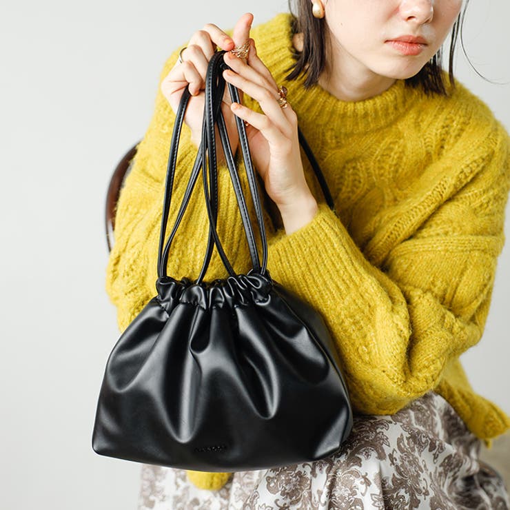 hobo leather レザー 巾着 EX】Vegan Leather Shoulder Drawstring Bag