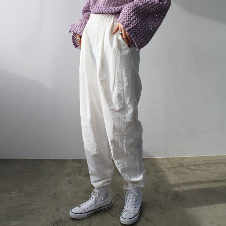 ホワイト | シャカシャカ素材ジョガーパンツ | GeeRA