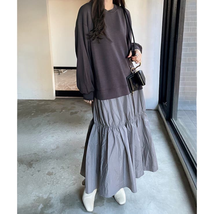 極美品 ルイヴィトン ウールシルク混 スウェット切替 デニムドッキングワンピース 前後2WAYスウェットドッキングワンピース[品番：GERW0010858