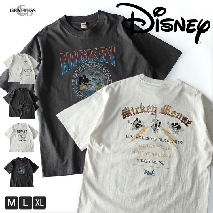 tシャツ メンズ 綿100 大きめ 半袖 ピグメント キャラT ディズニー | GENELESS | 詳細画像1 