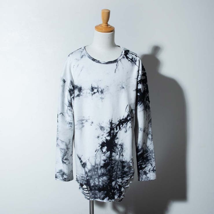 長袖 tシャツ メンズ ムラ染め 裾ダメージ ヴィジュアル系 Tシャツ | GENELESS | 詳細画像7 