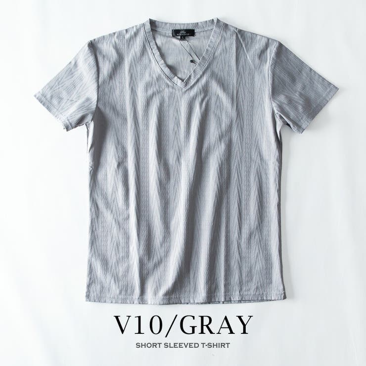 半袖 tシャツ メンズ ジャガード Tシャツ Vネック クルーネック 細身 | GENELESS | 詳細画像15 