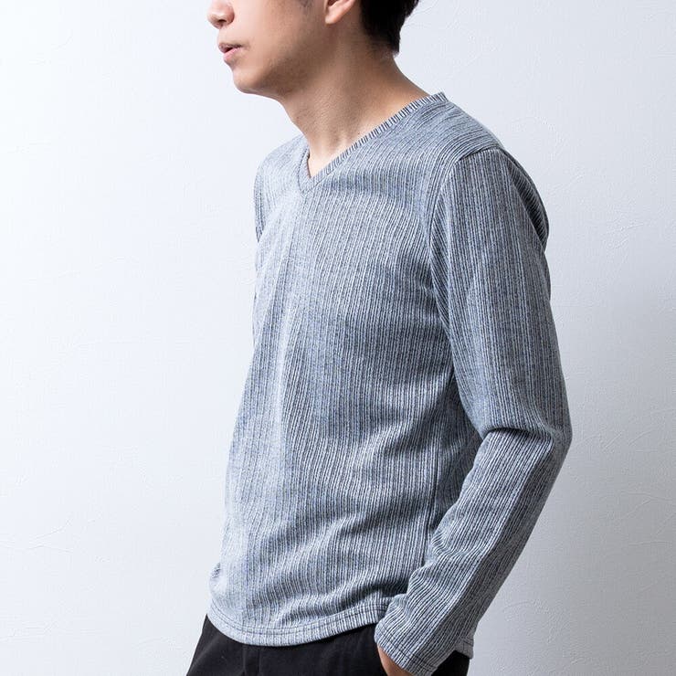 tシャツ メンズ 長袖 Vネック Tシャツ 長袖tシャツ テレコ スリム 秋冬 | GENELESS | 詳細画像11 