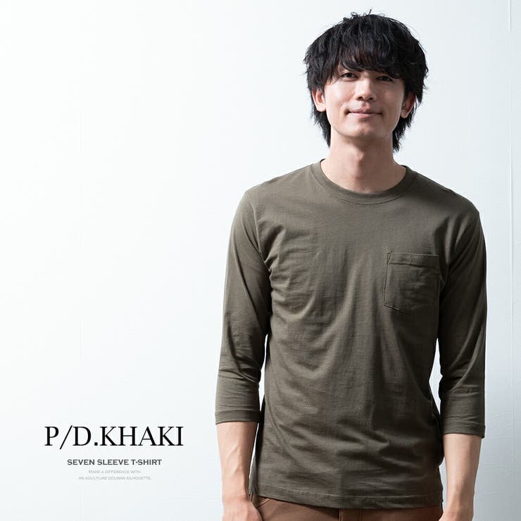 Tシャツ 7分袖 メンズ クルーネック 綿 綿100% シンプル トップス[品番