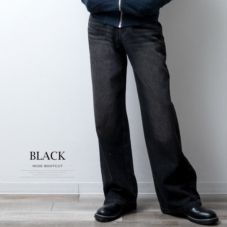 デニムパンツ メンズ ブーツカット デニム パンツ ゆったり ワイドパンツ | GENELESS | 詳細画像9 