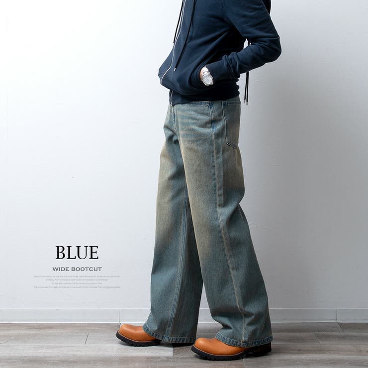 デニムパンツ メンズ ブーツカット デニム パンツ ゆったり ワイドパンツ | GENELESS | 詳細画像12 