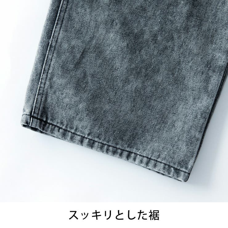 取り外せるサスペンダーデニムワイドパンツ - デニムパンツ