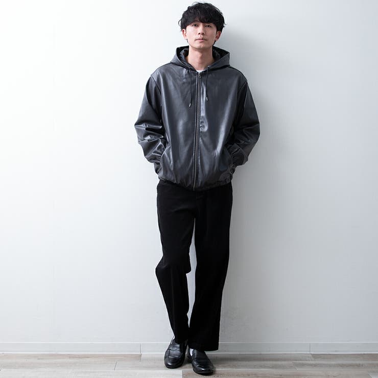 アウター メンズ パーカー フェイクレザー PUレザー 秋冬 ブルゾン | GENELESS | 詳細画像9 